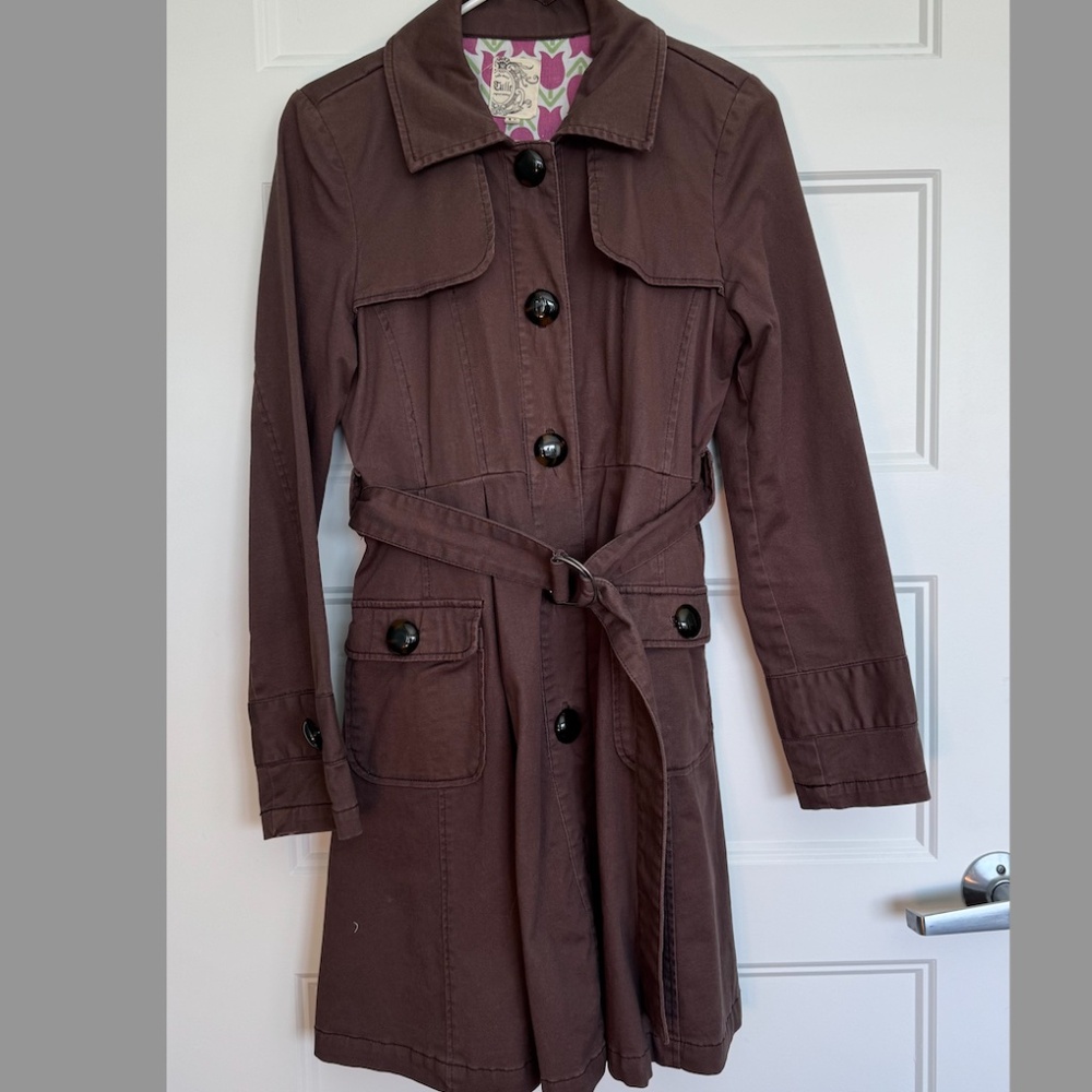 Brown Cotton Trench Coat size M
